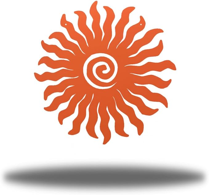 Riverside Designs Sunburst Metal Wall Art Steel Outdoor Decor - Heavy-Duty and Waterproof - Made in USA (36", Coral)