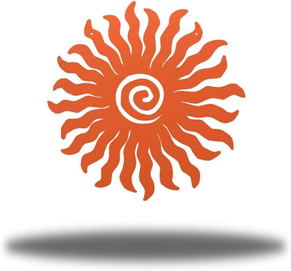 Riverside Designs Sunburst Metal Wall Art Steel Outdoor Decor - Heavy-Duty and Waterproof - Made in USA (24", Coral)
