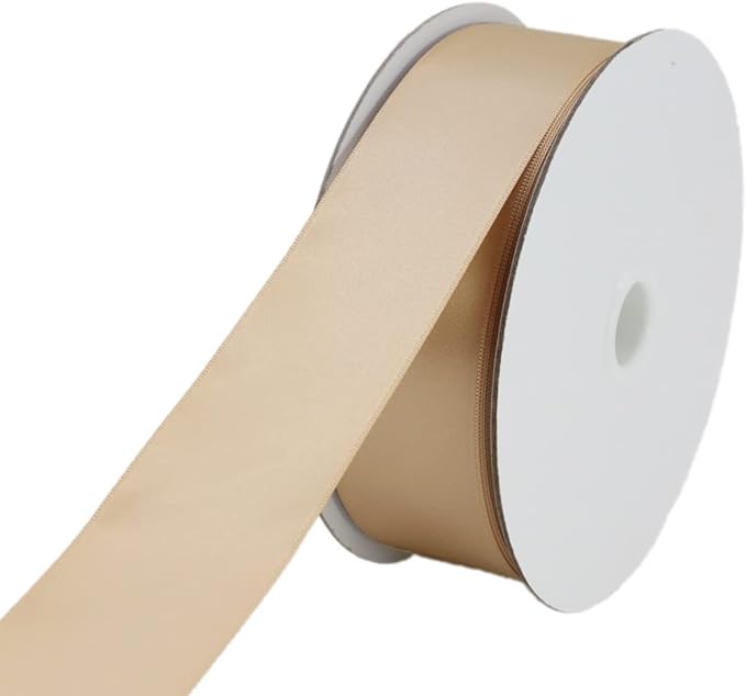 Champagne Double Faced Satin Ribbon 1-1/2 inch 50 Yards Flower Boutique Gift Wrapping 1.5inch Fabric Silk Bow Ribbon for Valentine's Day,DIY Crafts Hair Headband-Sewing-Wedding Decorations