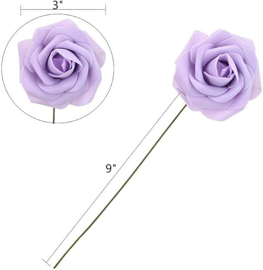 DerBlue 60pcs Artificial Roses Flowers Real Looking Fake Roses Artificial Foam Roses Decoration DIY for Wedding,Arrangements Party Home Decorations