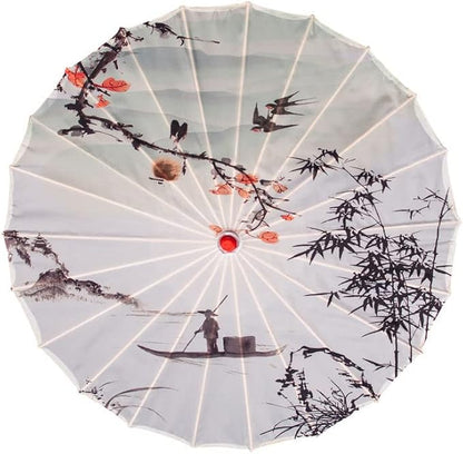 Parasol Chinese Style Classical Oil Paper Umbrella Rainproof Umbrella, Parasol Pendent Floral Mulitcolor Paper and Bamboo Painted Paper Parasol