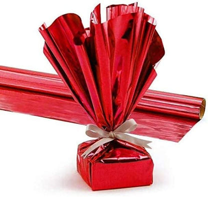 PMU Gift Wrap Mylar Roll Metallic Red 2-sided, 48 Inches X 50 Ft Roll 1.4 Mil Highly Reflective Mylar Film, Great for Gifts, Birthdays, Christmas, Baskets, Arts & Crafts