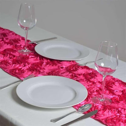 Efavormart Wonderland Rosette Premium Table Runners for Weddings Party Banquets Decor Fit Rectangle and Round Table - Fushia