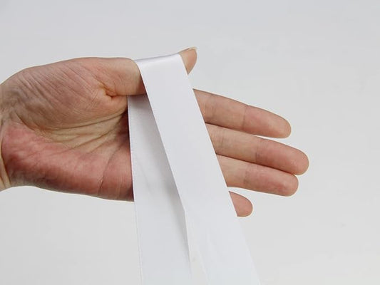 White Double Faced Satin Ribbon 1 inch Flower Boutique Gift Wrapping Ribbon 25mm 100yards Continuous Fabric Silk Bow Ribbon- DIY Crafts Hair Headband-Sewing-Wedding Decorations