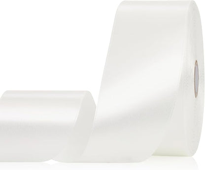 White Satin Ribbon 2 Inch 60 Yards, Versatile Solid Polyester Ribbon for Flower Bouquet, Wedding, Crafts, Gift Wrapping, Baby Shower, DIY Bows and Outdoor Decor