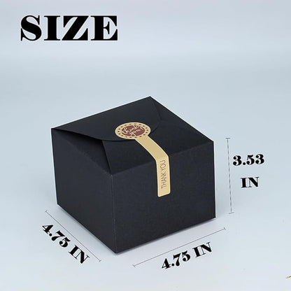 Small Black Boxes for Gifts, 10 PCS Gift Box with Stickers for Thanksgiving, Anniversaries, Party, Birthday, Graduations, and More(4.75” x 4.75” x 3.53”)