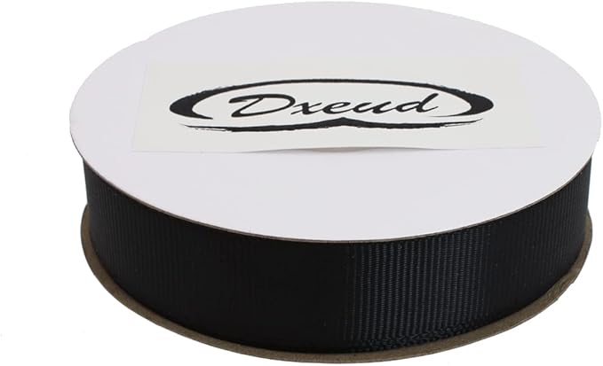 Solid Grosgrain Ribbon 25 Yard Each Roll 100% Polyester Woven Edge (1", Black)