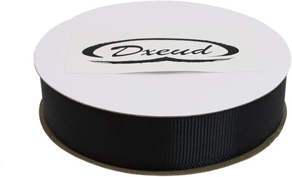 Solid Grosgrain Ribbon 25 Yard Each Roll 100% Polyester Woven Edge (1", Black)