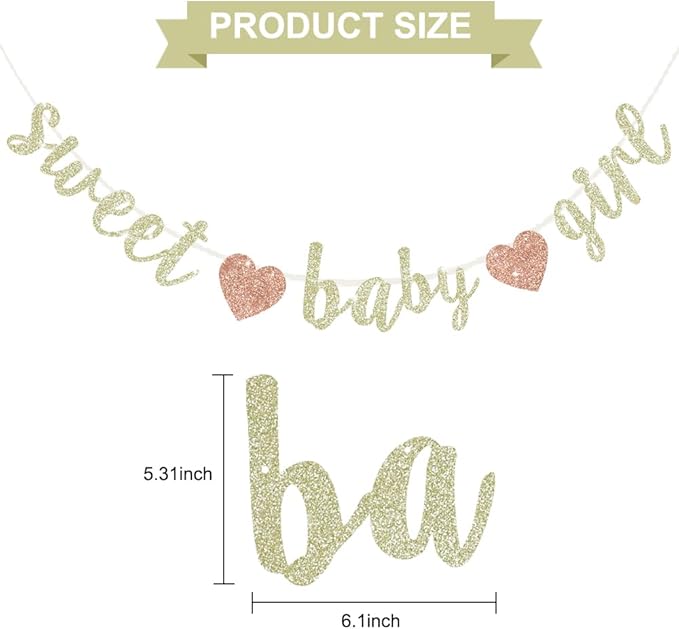 BEISHIDA Champagne Glitter Girl Baby Banner,NO DIY, Pre-Strung Baby Gender Party Banner For Girls, Girls Shower Decorations,First Birthday Sweet party supplies