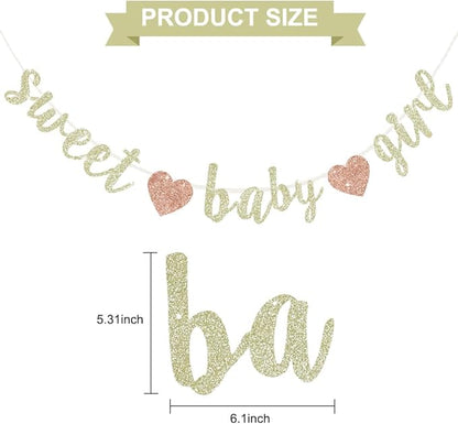 BEISHIDA Champagne Glitter Girl Baby Banner,NO DIY, Pre-Strung Baby Gender Party Banner For Girls, Girls Shower Decorations,First Birthday Sweet party supplies