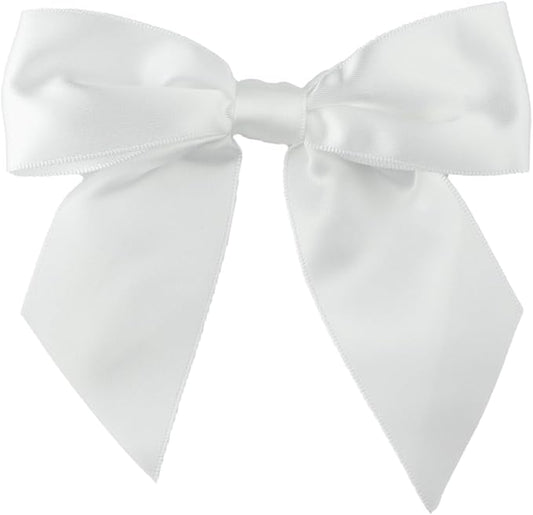 7Rainbows 20pcs Boutique 4.5" White Satin Ribbon Bows for Craft Sewing Scrapbooking Wedding and Gift Wrapping