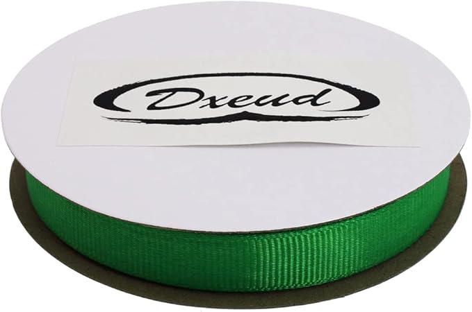 Solid Grosgrain Ribbon 25 Yard Each Roll 100% Polyester Woven Edge (5/8", Green)