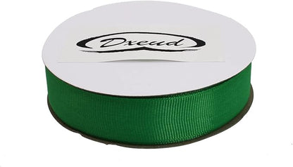 Solid Grosgrain Ribbon 25 Yard Each Roll 100% Polyester Woven Edge (1", Green)