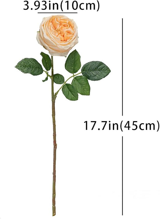 Fake Flowers for Decoration Home Decor Real Touch Artificial Flowers Austin Rose Peony Latex Fake Flower Living Room Decoration Vivid Pink Roses Peonies (Champagne 4pcs)