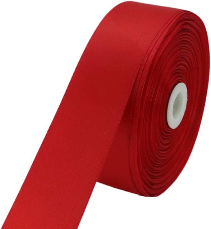 Red Double Faced Satin Ribbons 1-1/2 inch Flower Boutique Gift Wrapping Ribbon 1.5inch 50yards Fabric Silk Bow Ribbon for Valentine's Day & Mother's Day DIY Crafts Hair Headband-Sewing-Binding-Bow