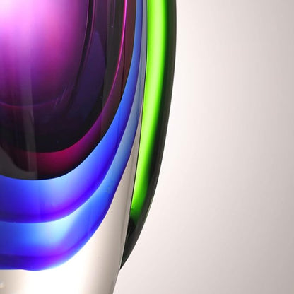 Luxury Lane Hand Blown Sommerso Oval Art Glass Vase for Decor Centerpiece Table Decoration Purple 8.5 inch Tall