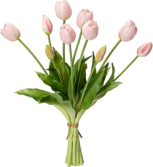 Sousi Real Touch Tulips Artificial Flowers Latex Faux Tulip Realistic Fake Tulips Flowers for Wedding Home Decorations (10, White)