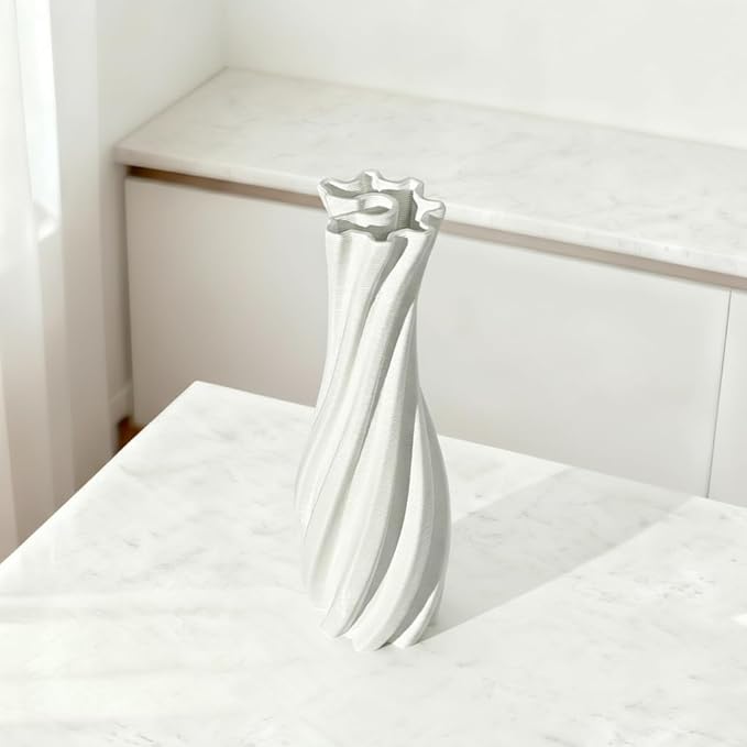 White Ceramic Decorative Vase, Nordic Modern Irregular Shape Flower Vase for Home Decor, Simple Artistic Centerpiece for Dining Table or Coffee Table