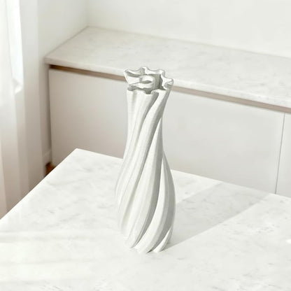 White Ceramic Decorative Vase, Nordic Modern Irregular Shape Flower Vase for Home Decor, Simple Artistic Centerpiece for Dining Table or Coffee Table