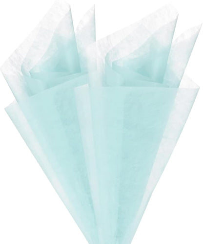 M METERXITY 38-Sheet Korean Cotton Wrapping Flower Paper, 11.8 Inch Waterproof Floral Wrapping Cotton Paper for Bouquets/Gift Packaging [Sky Blue]