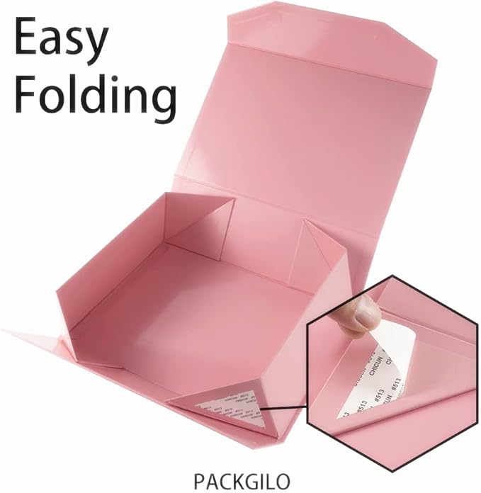 5 Pink Large Gift Boxes with Lid 13x9x4 Inches, Bridesmaid Proposal Boxes, Hard Collapsible Gift Box with Magnetic Closure, Groomsman Box Reusable Gift Boxes for Clothes (Glossy Pink)