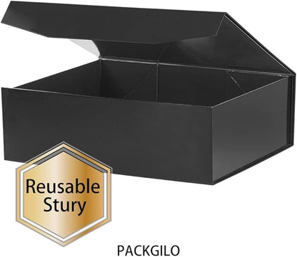 1 Pcs Black Extra Large Gift Box with Lid, 16.5 x 13 x 5.3 Inches, Hard Magnetic Giant Gift Boxes for Presents Clothes Robe Wedding Dress Sweater,Reusable Foldable Bridesmaid Proposal Box