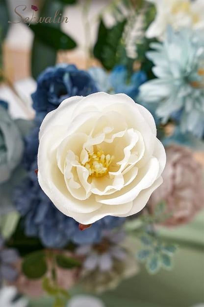 Serwalin Artificial Flowers Blue Silk Fake Flowers Cake Flowers for DIY Wedding Bouquets Bridal Shower Centerpieces Floral Arrangements Party Home Decorations