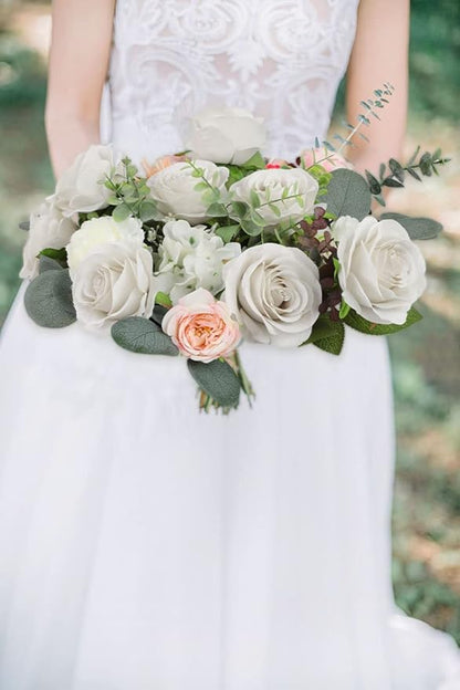 12pcs Roses Artificial Flowers Nude Silk Roses with Long Stems Fake Flowers for Wedding Bouquet Centerpices Decorations Party Bridal Baby Shower Home Decor