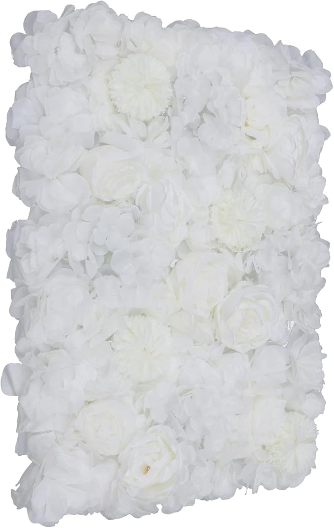 Artificial Flower Wall Panels, Silk Wedding Flower Wall Backdrop Panel, 3D Floral Panel Artificial Floral Wall Mat Flower Screen for Photo Party Wedding Wall Background Decor (6PCS Ivory White)