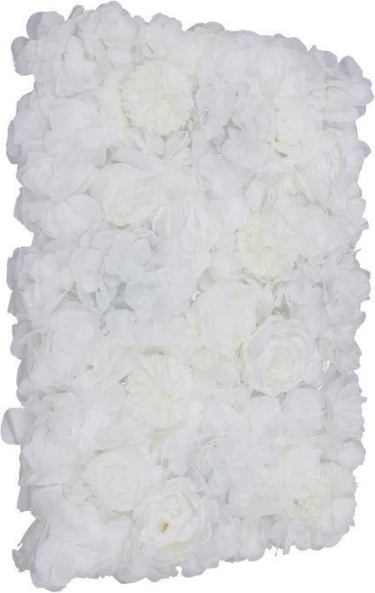 Artificial Flower Wall Panels, Silk Wedding Flower Wall Backdrop Panel, 3D Floral Panel Artificial Floral Wall Mat Flower Screen for Photo Party Wedding Wall Background Decor (6PCS Ivory White)