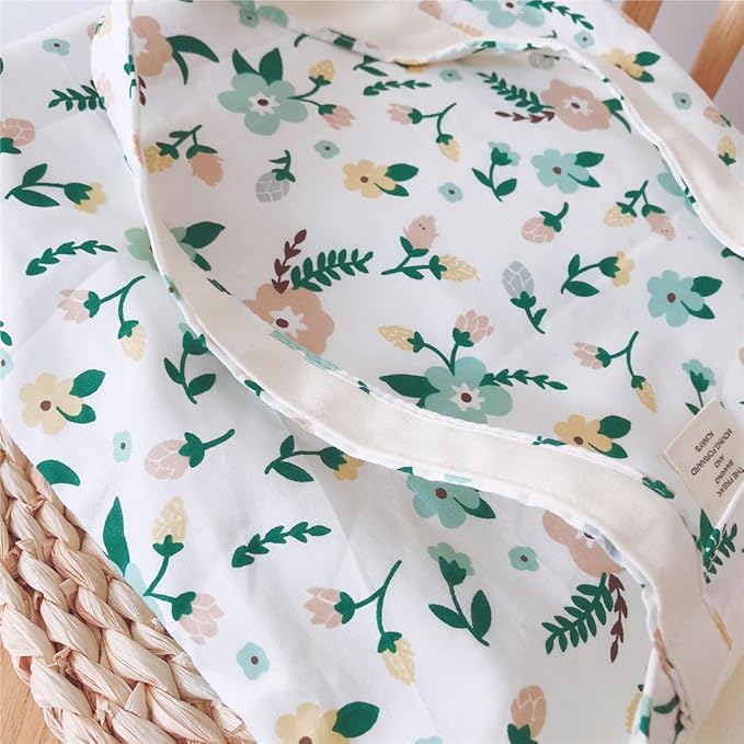Cotton Canvas Tote Bag Reusable Soft Grocery Cloth Bag Floral Shoulder Bag for Beach Travel Shopping