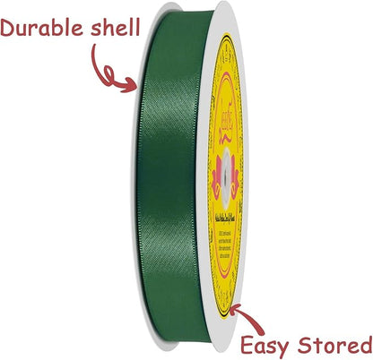 Forest Green Satin Ribbon 7/8 inch X 100 Yards Polyester Ribbon for Gift Wrapping Very Suitable for Weddings Party Hair Bow Invitation Decorations and More