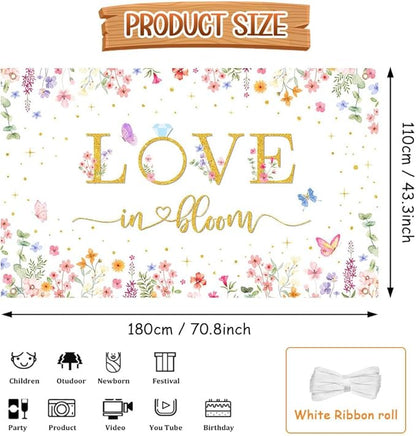 Love in Bloom Bridal Shower Decorations Backdrop Wildflower Wedding Shower Background Lower Floral Engagement Wedding Bachelorette Party Decor Supplies Photo Booth Props 70.8 x 43.3 inch