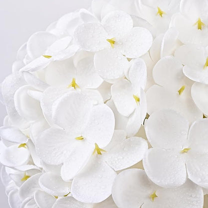 6 Pcs White Hydrangea Artificial Flowers, Latex Real Touch Hydrangea Flowers, 19.6'' Full Faux Hydrangea Flowers Fake Flowers for Home Decor Party Wedding Centerpiece Bouquet Floral Arrangements