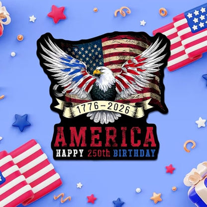 HANDICHI Design 5-Pack 3 Inch America 250th Birthday Stickers (1776–2026), Waterproof Patriotic Eagle & Flag Vinyl Decals