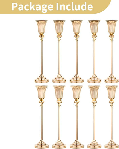 NUPTIO Flower Vase Centerpiece Wedding: 10 Pcs 26.7" Tall Gold Stand Metal Trumpet Vases for Wedding Party Table Decoartions