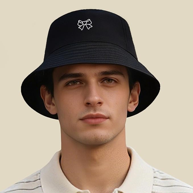 Fashion Embroidered Bucket Hat Cotton Summer Beach Sun Hat for Women Men Teen