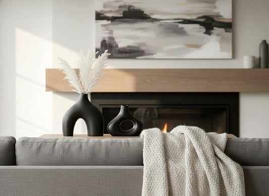 Carrot's Den Donut Vase, Set of 2 - Minimalist Nordic, White Ceramic Hollow Donut Vase Decor | Table Centerpiece, Olive Plant, Wedding, Living Room, Bookshelf, Office, Modern Home, Entryway, Console