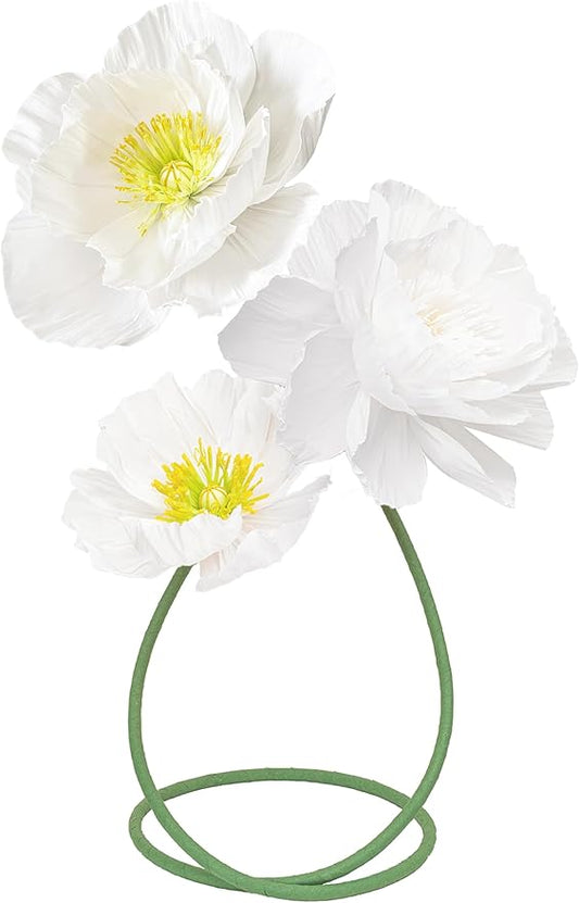 16"/12" 3 Pcs White Large Paper Flower Decoration for Party, Wedding Decoration, Background Wall, Nursery Room Decoration, Bridal Shower, Baby Shower (White,Set/3)