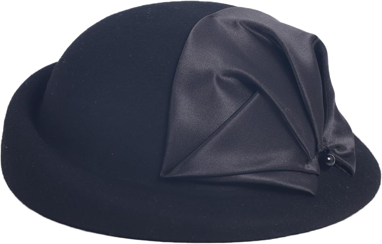 Women Wool Felt Ribbon French Fashion Vintage Millinery Beret Hats Top Cap Ladies Party Wedding Fedoras Chapeau