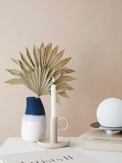 Ceramic Vase – 5.9” Tall Handmade Blue and White Glazed Pottery for Home Decor – Modern Asymmetrical Flower Vase for Living Room, Shelf, Table Centerpiece – 18oz / 500ml