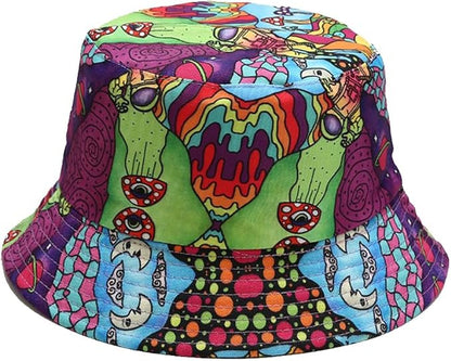 Quanhaigou Bucket Hat for Men Women,Packable Reversible Printed Sun Hats,Fisherman Outdoor Summer Travel Hiking Beach Caps