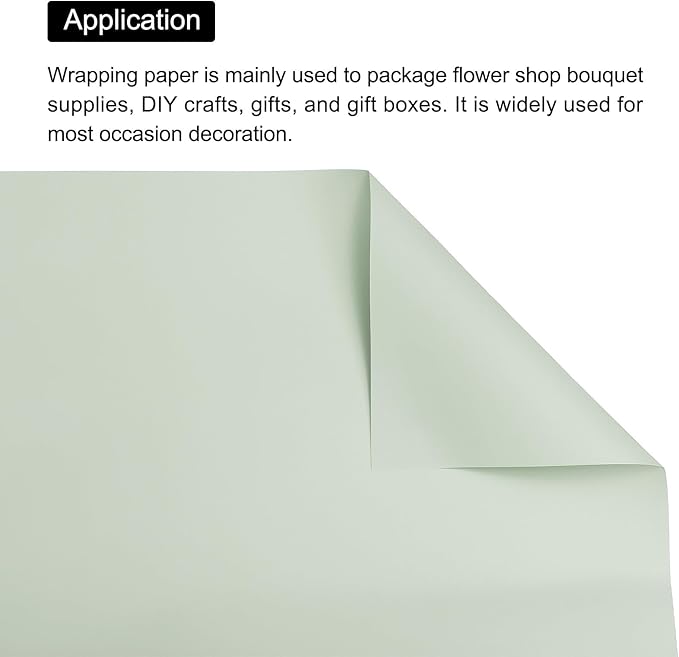 MECCANIXITY 20 Pcs Flower Wrapping Paper 22.8x22.8 Inch Waterproof Florists Wrapping Paper for Florist Bouquet Supplies, DIY Crafts, Gift/Gift Box Packaging Light Green