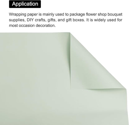 MECCANIXITY 20 Pcs Flower Wrapping Paper 22.8x22.8 Inch Waterproof Florists Wrapping Paper for Florist Bouquet Supplies, DIY Crafts, Gift/Gift Box Packaging Light Green