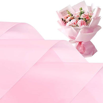 Jutieuo 20 Sheets Pink Flower Wrapping Paper, Waterproof Solid Floral Bouquet Wrapping Paper, Florist Supplies Packaging for Wedding Birthday Gift DIY Craft (22.8 x 22.8 inch)