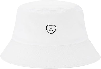 Fashion Embroidered Bucket Hat Cotton Summer Beach Sun Hat for Women Men Teen