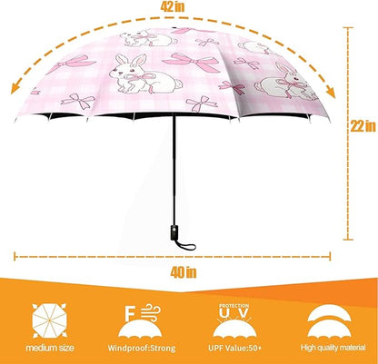 Small Compact Travel Automatic Folding Umbrella for Women, Portable Lightweight, Rain, Wind, UV Sun Shade