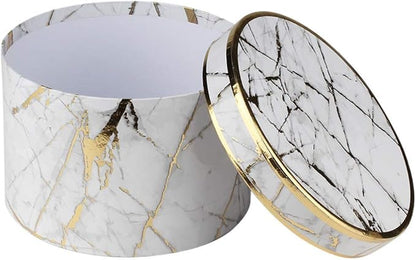 Briful Round Gift Boxes with Lids Set of 4 Marble White Gift Box Assorted Sizes Nesting Gift Boxes for Presents Birthday Bridesmaid Wedding Valentines Christmas Party Favor Boxes