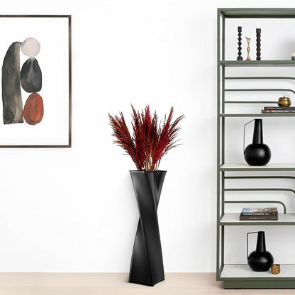 Black Tall Floor Vase 27.5in Resin Black Heart Shaped Vases Perfect for Dry or Faux Flowers Entryway Large Decorative Standing Vase for Living Room Home Corner Indoor Office