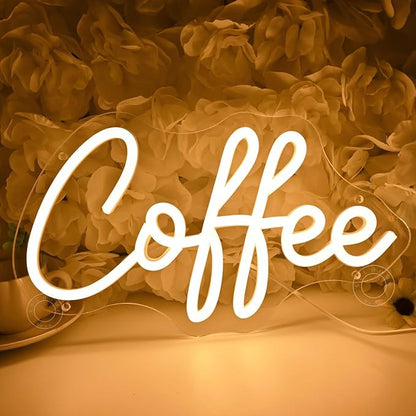SYLHOME Coffee Led Neon Light Sign Home Bedroom Business Cafe Wall Sign Decor Club Coffee Bar Station Shop Kitchen Light Up Sign 11.8" X 6.69" USB